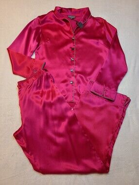 NWT $320 Julianna Rae 100% Silk Natalya Pajama Set Size Sm Fuchsia